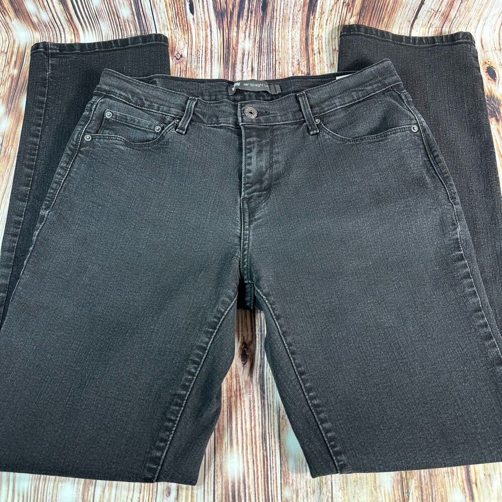 Levi's 505 STRAIGHT LEG Womens Size 8 Black Mid Rise Jeans Denim Pants 30x31 - Picture 2 of 11